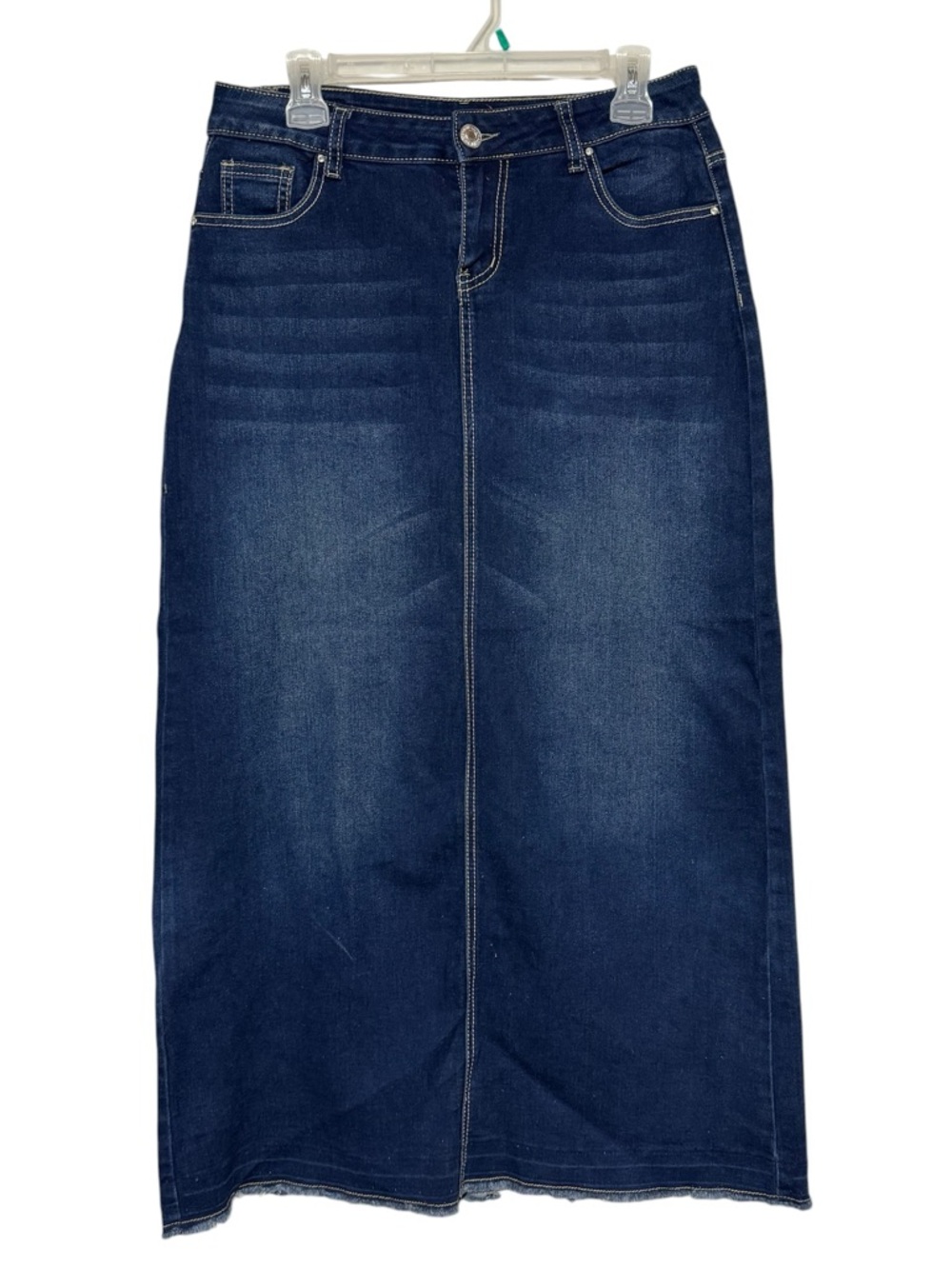 Be Girl Long Modest Denim Jean Skirt Size Small Dark Wash Embroidered No Slit